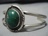 Vintage Navajo Green Turquoise Sterling Silver Native American Bracelet Old Cuff-Nativo Arts