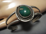 Vintage Navajo Green Turquoise Sterling Silver Native American Bracelet Old Cuff-Nativo Arts
