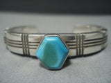 Vintage Navajo Hexagon Turquoise Sterling Native American Jewelry Silver Bracelet Old Cuff-Nativo Arts
