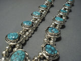 Vintage Navajo Lone Mountain Turquoise Sterling Native American Jewelry Silver Squash Blossom Necklace-Nativo Arts
