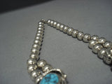 Vintage Navajo Lone Mountain Turquoise Sterling Native American Jewelry Silver Squash Blossom Necklace-Nativo Arts