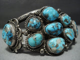 Vintage Navajo Morenci Turquoise Sterling Silver Native American Jewelry Bracelet Old-Nativo Arts