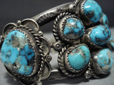 Vintage Navajo Morenci Turquoise Sterling Silver Native American Jewelry Bracelet Old-Nativo Arts