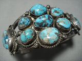 Vintage Navajo Morenci Turquoise Sterling Silver Native American Jewelry Bracelet Old-Nativo Arts