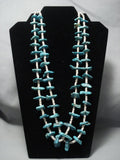Vintage Navajo Native American Jewelry jewelry Deep Blue Turquoise Necklace Old Pawn-Nativo Arts