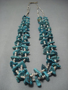 Vintage Navajo Native American Jewelry jewelry Deep Blue Turquoise Necklace Old Pawn-Nativo Arts