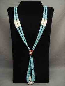 Vintage Navajo Native American Jewelry jewelry/santo Domingo Blue Diamond Turquoise Necklace-Nativo Arts