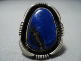 Vintage Navajo Native American Jewelry Lapis Edison Gruber Sterling Silver Ring-Nativo Arts