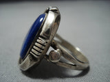 Vintage Navajo Native American Jewelry Lapis Edison Gruber Sterling Silver Ring-Nativo Arts