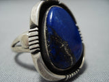 Vintage Navajo Native American Jewelry Lapis Edison Gruber Sterling Silver Ring-Nativo Arts