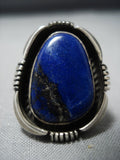 Vintage Navajo Native American Jewelry Lapis Edison Gruber Sterling Silver Ring-Nativo Arts