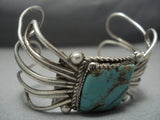 Vintage Navajo Squared Turquoise Sterling Native American Jewelry Silver Bracelet Old Pawn-Nativo Arts