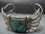 Vintage Navajo Squared Turquoise Sterling Native American Jewelry Silver Bracelet Old Pawn-Nativo Arts