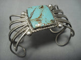 Vintage Navajo Squared Turquoise Sterling Native American Jewelry Silver Bracelet Old Pawn-Nativo Arts
