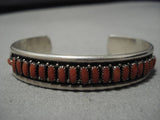 Vintage Navajo Sterling Silver Red Coral Native American Bracelet Old-Nativo Arts