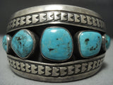 Vintage Navajo Turquoise Shdaowbox Sterling Native American Jewelry Silver Bracelet Old-Nativo Arts