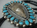 Vintage Navajo Turquoise Sterling Native American Jewelry Silver Bolo Tie-Nativo Arts