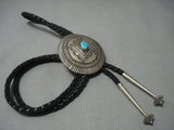 Vintage Navajo Turquoise Sterling Native American Jewelry Silver Bolo Tie Old-Nativo Arts