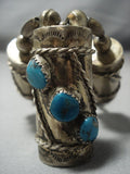 Vintage Navajo Turquoise Sterling Native American Jewelry Silver Drum Squash Blossom Necklace Old-Nativo Arts