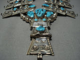 Vintage Navajo Turquoise Sterling Silver Kachina Squash Blossom Necklace Old-Nativo Arts