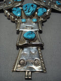 Vintage Navajo Turquoise Sterling Silver Kachina Squash Blossom Necklace Old-Nativo Arts