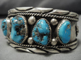 Vintage Navajo Turquoise Sterling Silver Lgt Native American Bracelet Old-Nativo Arts