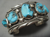Vintage Navajo Turquoise Sterling Silver Lgt Native American Bracelet Old-Nativo Arts