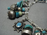 Vintage Navajo Turquoise Sterling Silver Native American Charm Bracelet Old-Nativo Arts