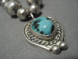 Vintage Navajo Turquoise Sterling Silver Native American Necklace Old-Nativo Arts