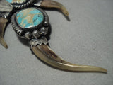 Vintage Navajo Turquoise Sterling Silver Squash Blossom Necklace Old-Nativo Arts