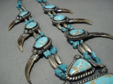 Vintage Navajo Turquoise Sterling Silver Squash Blossom Necklace Old-Nativo Arts