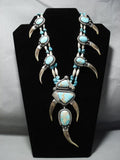 Vintage Navajo Turquoise Sterling Silver Squash Blossom Necklace Old-Nativo Arts