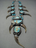 Vintage Navajo Turquoise Sterling Silver Squash Blossom Necklace Old-Nativo Arts