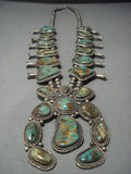 Vintage Navajo Yazzie Green Turquoise Sterling Native American Jewelry Silver Squash Blossom Necklace-Nativo Arts
