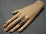 Vintage Zuni Blue Gem Turquoise Sterling Silver Native American Ring Old-Nativo Arts
