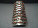 Vintage Zuni Coral Sterling Silver Ring Native American Jewelry Jewelry-Nativo Arts