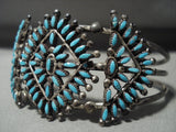Vintage Zuni Needlepoint Turquoise Native American Jewelry Silver Bracelet-Nativo Arts
