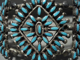 Vintage Zuni Needlepoint Turquoise Native American Jewelry Silver Bracelet-Nativo Arts
