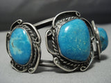 Vivid Blue Turquoise Vintage Native American Jewelry Navajo Sterling Silver Cuff Bracelet Old-Nativo Arts