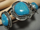 Vivid Blue Turquoise Vintage Native American Jewelry Navajo Sterling Silver Cuff Bracelet Old-Nativo Arts