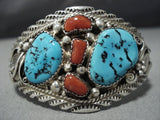 Vivid Blue Turquoise Vintage Navajo Sterling Silver Native American Jewelry Bracelet Old-Nativo Arts
