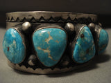 Vivid Blue Vintage Navajo Blue Carico Lake Turquoise Native American Jewelry Silver Bracelet-Nativo Arts