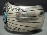 Vivid Blue Vintage Navajo Sterling Silver 3d Turquoise Bracelet Old-Nativo Arts