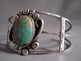 Vivid Royston Turquoise Vintage Navajo Native American Jewelry Silver Button Bracelet Old-Nativo Arts