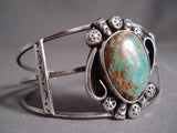 Vivid Royston Turquoise Vintage Navajo Native American Jewelry Silver Button Bracelet Old-Nativo Arts