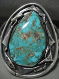 Vivid Vintage Huge Navajo Old Pawn Royston Turquoise Native American Jewelry Silver Bracelet-Nativo Arts