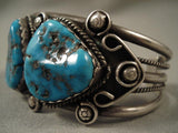 Vivid Vintage Navajo Blue Gem Turquoise Native American Jewelry Silver Bracelet-Nativo Arts