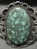Vivid Vintage Navajo Carico Lake Turquoise Native American Jewelry Silver Bracelet Old-Nativo Arts