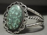 Vivid Vintage Navajo Carico Lake Turquoise Native American Jewelry Silver Bracelet Old-Nativo Arts