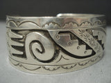 Water Waves Vintage Navajo Geometric Sterling Native American Jewelry Silver Bracelet-Nativo Arts